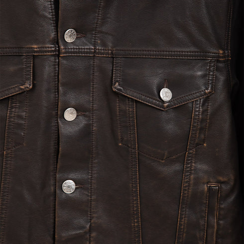 Hello Sunflower Trucker Jacket Vintage Brown 4166 Degli Uberti